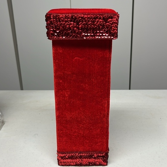 Holiday Christmas Square Sequin Wine Box Vintage - Picture 2 of 10